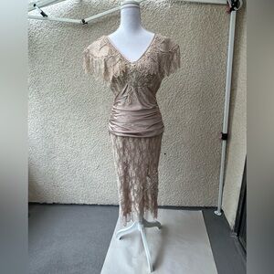 Cachet Lace Midi Dress pinkish gold